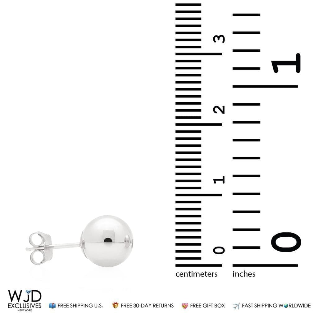 14K White Gold 6mm Ball Push Back Stud Earrings