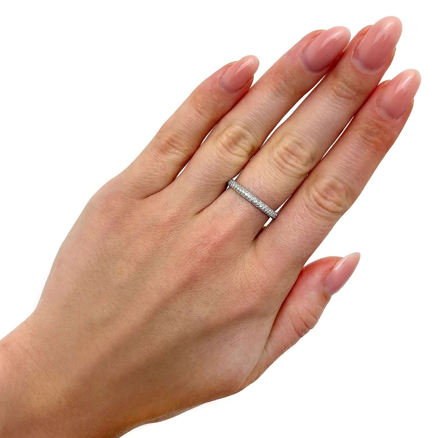 1CTW Real Diamond 18K Gold White All Around Wedding Ring Band