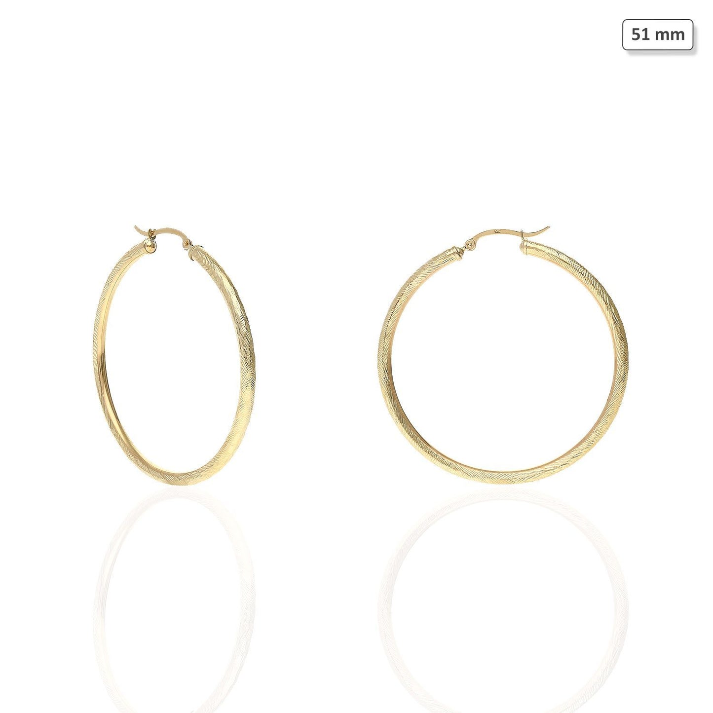 10K Yellow Gold 3mm Tube Twisted Textured Hoop Earrings 19mm-58mm
