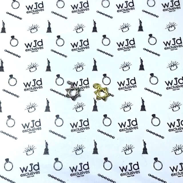 Yellow White 14K Gold Over Silver Star of David Magen David Charm Pendant
