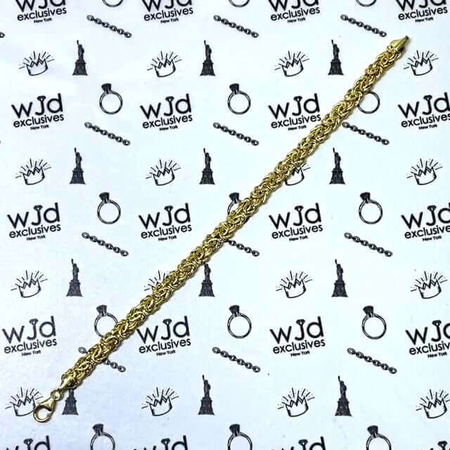 14K Gold Yellow Hollow 6mm Byzantine Bracelet 7.5" 8"