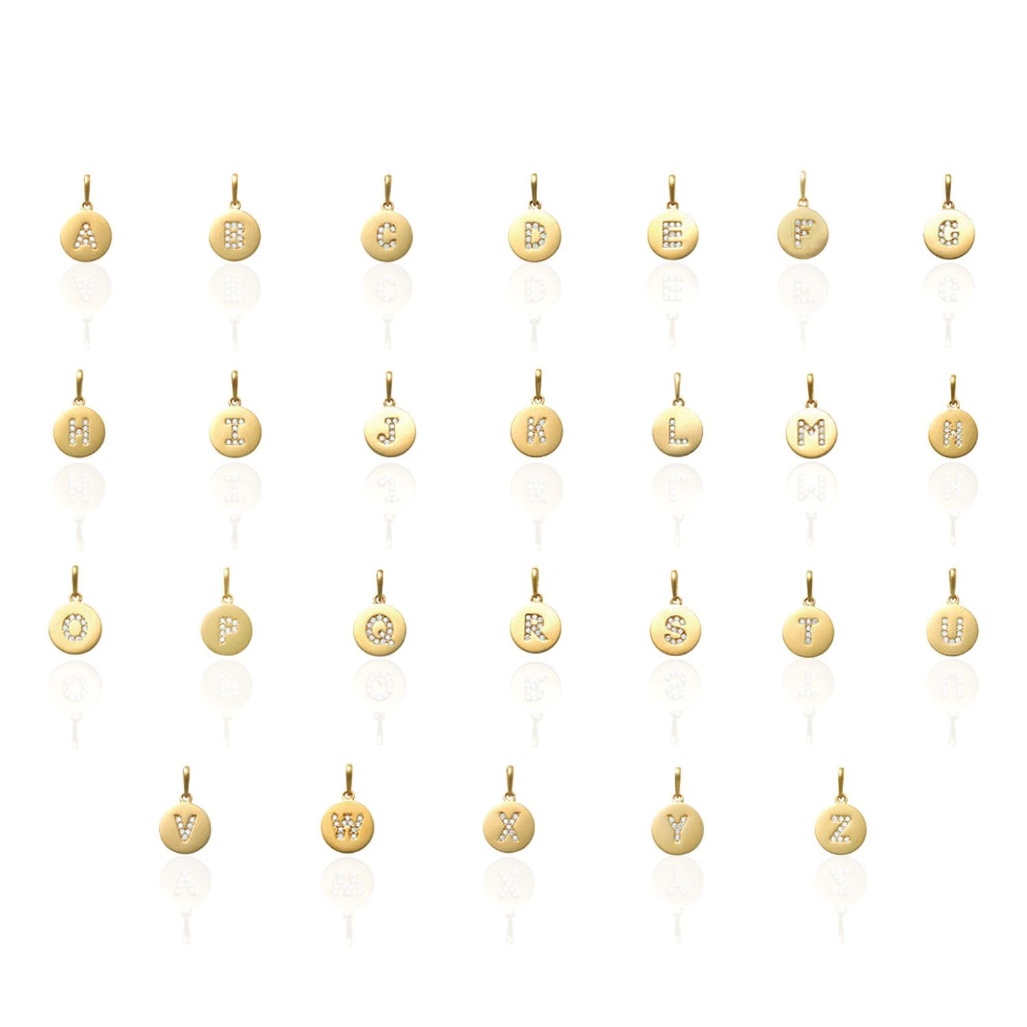 14K Real Gold 0.25CTW CZ Initial Letter Tag Charm Pendant