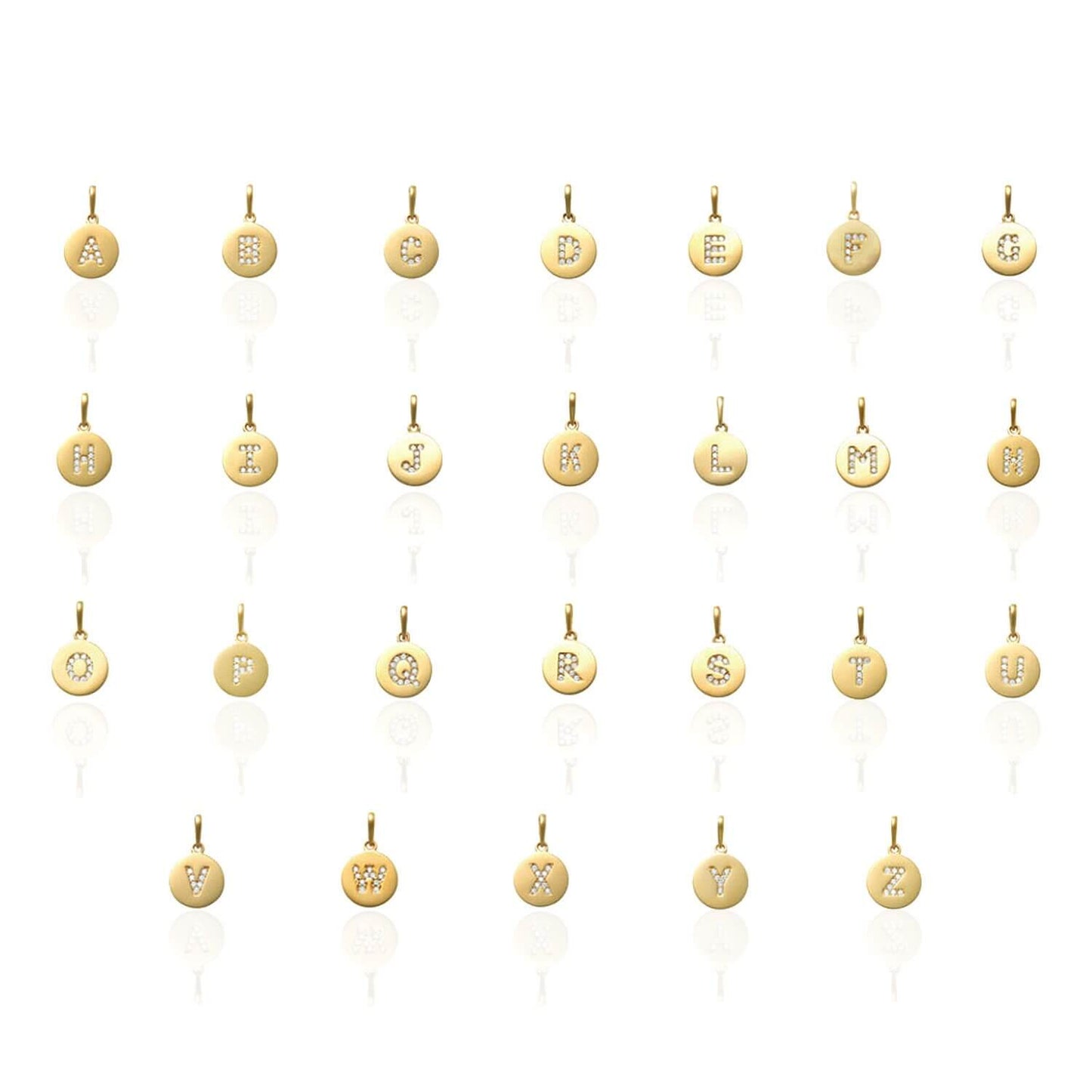 14K Gold 0.25CTW CZ Initial Letter Tag Pendant