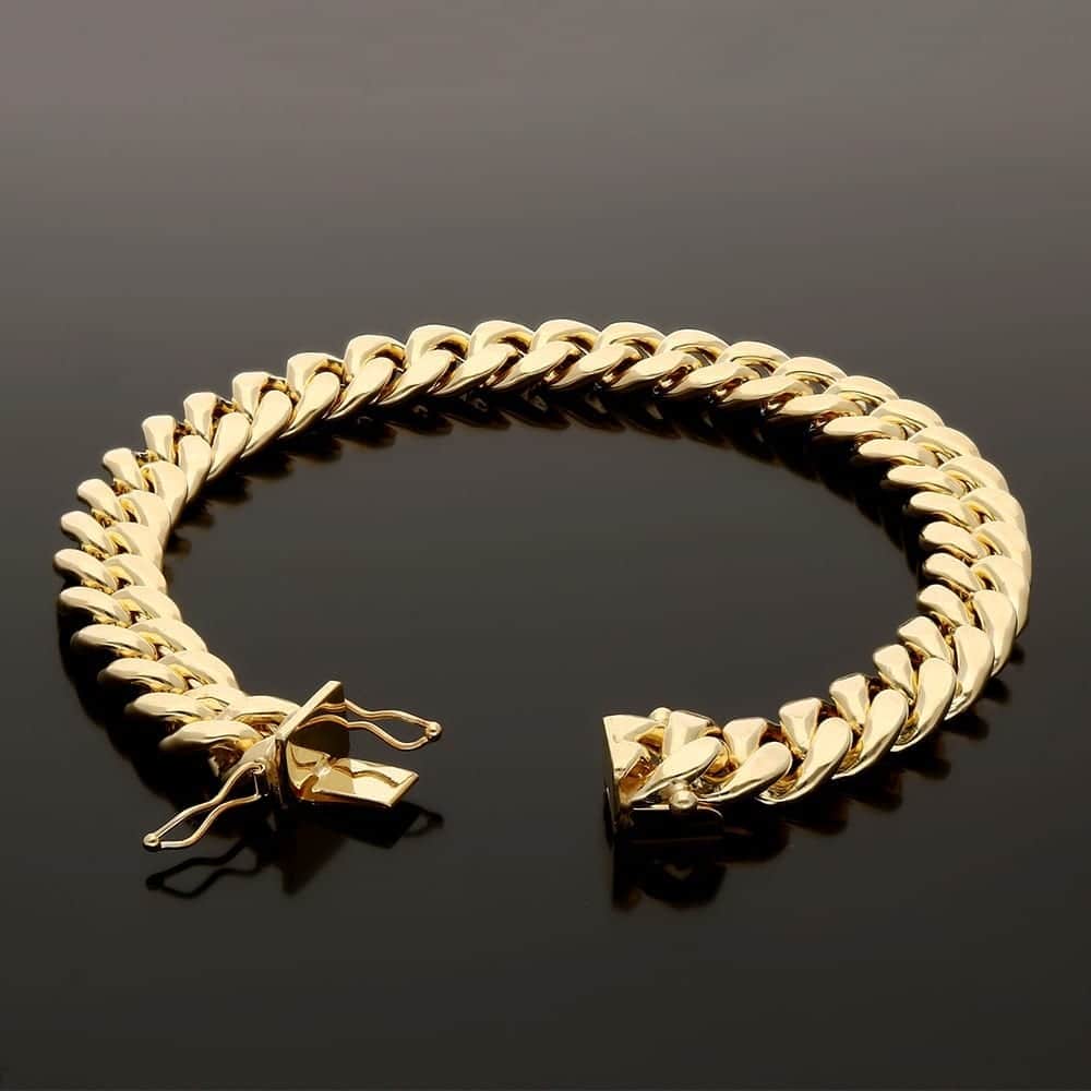 10K Gold Yellow Hollow 7.5mm Miami Cuban Men's Bracelet 8.5"