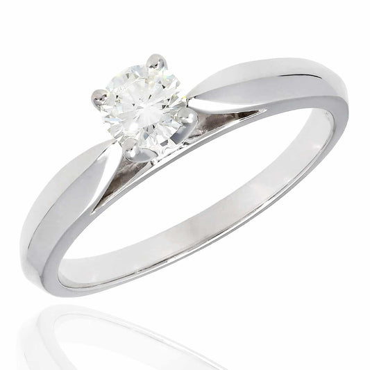 0.30CT Real Diamond Round 14K Real Gold White Wedding Engagement Ring