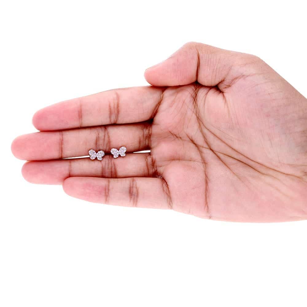 14k Yellow Gold Simulated Birthstone Butterfly Screw Back Stud Earrings