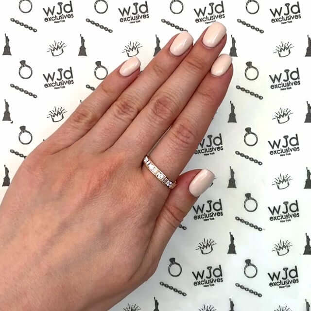 1CTW CZ Round Baguette 14K Rose Gold 3.5mm Wedding Band Ring