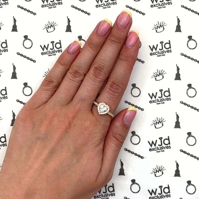 1.30CTW CZ Heart-Shaped 14K Yellow Gold Halo Engagement Ring