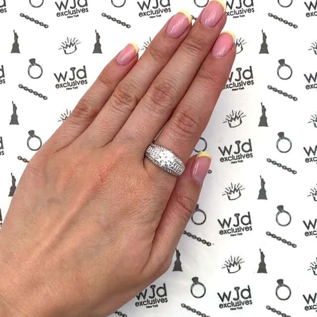 3.1CTW CZ 14K Gold White Wide Engagement Ring