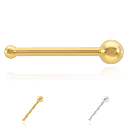 14K White Gold Ball Round Piercing Bone 20G 2mm Stud Nose Ring