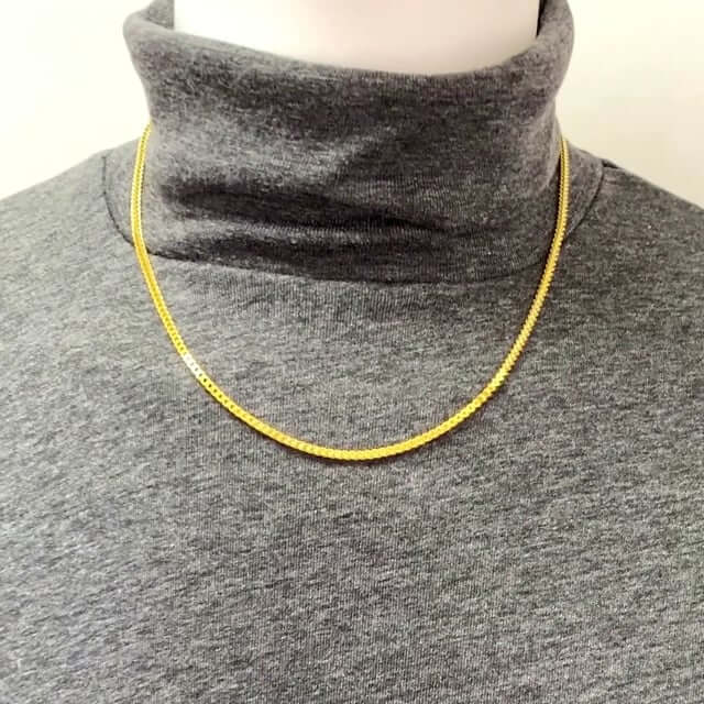 14K Gold Over Silver 2.5mm Hollow Franco Chain 16"-26"
