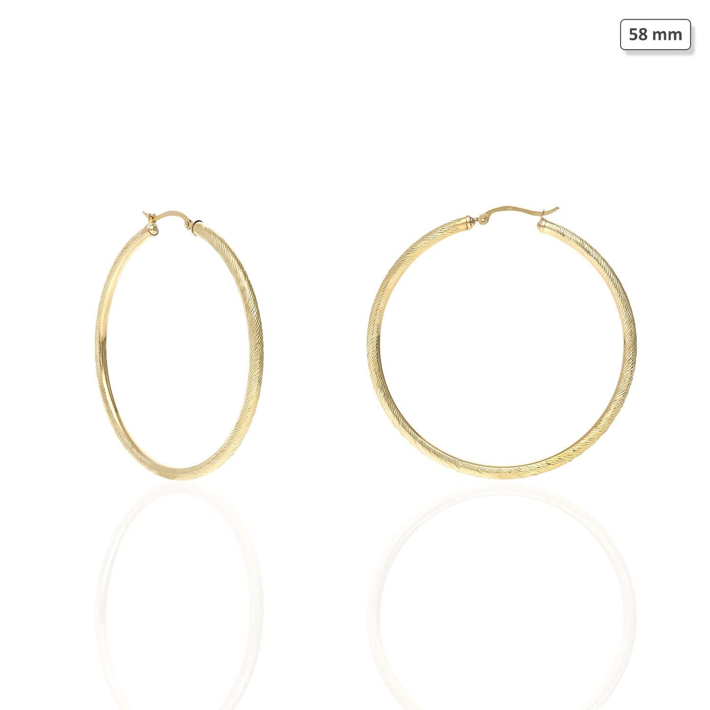 10K Yellow Gold 3mm Tube Twisted Textured Hoop Earrings 19mm-58mm