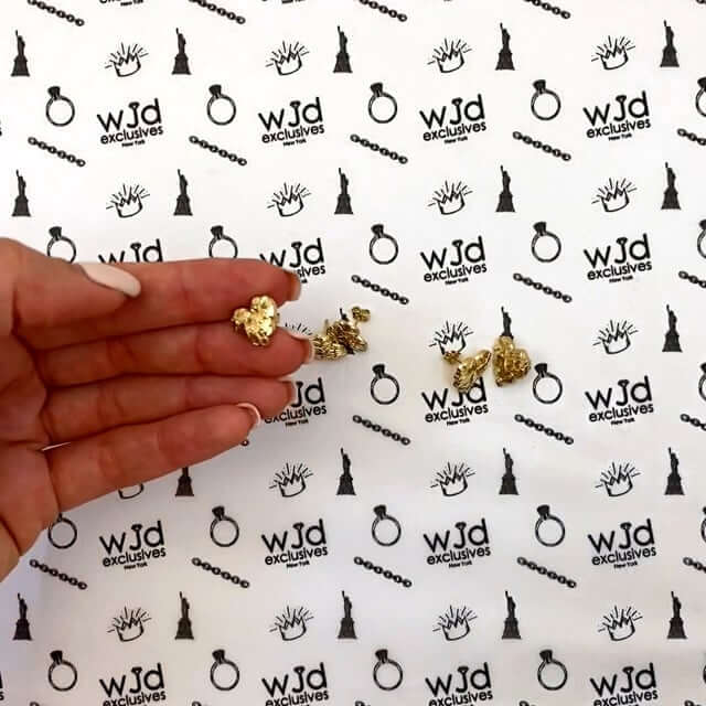 10K Yellow Gold Heart Nugget Stud Earrings 11mm 12mm 17mm