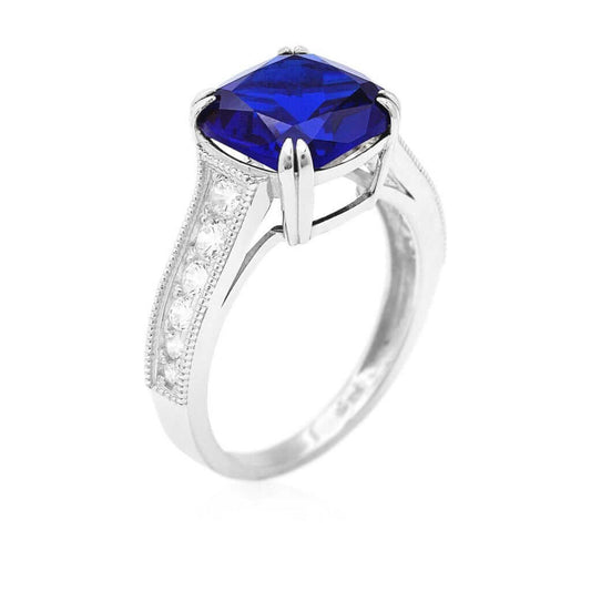 14k Gold White Cushion-Cut Gemstones Solitaire Engagement Ring