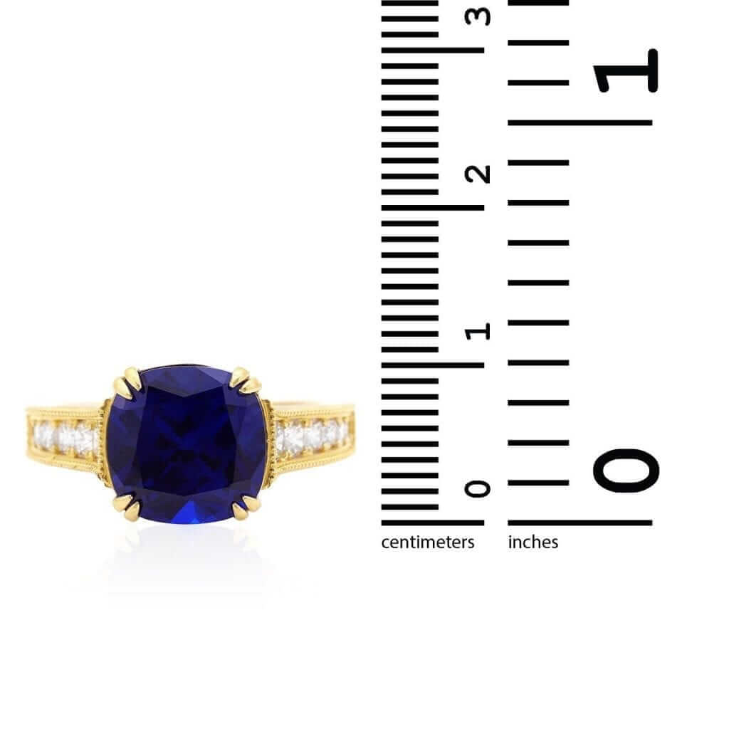14K Yellow Gold Cushion-Cut Simulated Gems Solitaire Engagement Ring