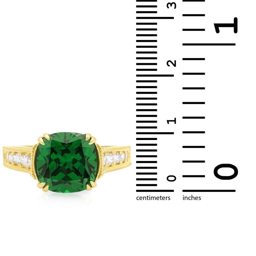 14k Gold Yellow Cushion-Cut Simulated Gems Solitaire Engagement Ring