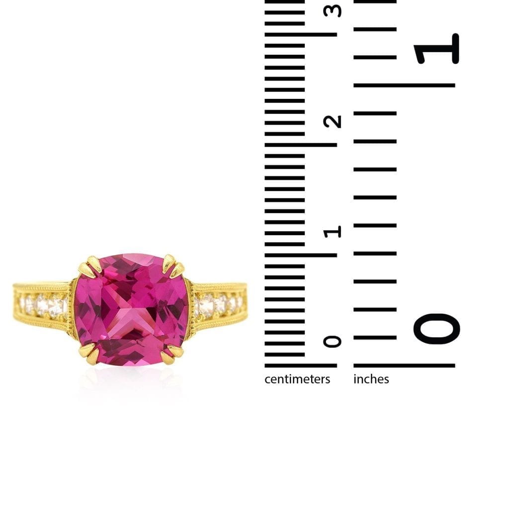 14k Gold Yellow Cushion-Cut Simulated Gems Solitaire Engagement Ring
