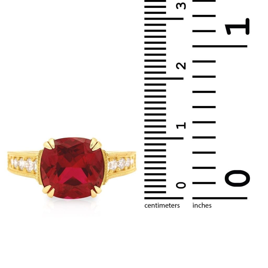 14k Gold Yellow Cushion-Cut Simulated Gems Solitaire Engagement Ring