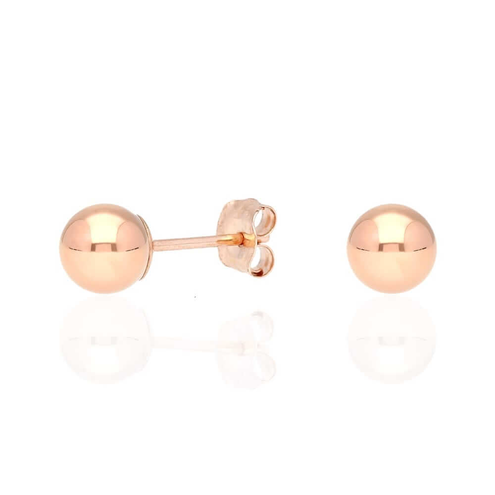 14k Rose Gold Ball Push Back Stud Earrings 3mm-10mm