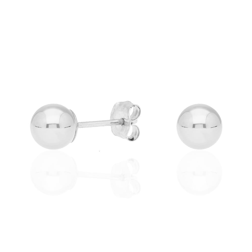 14k White Gold Ball Push Back Stud Earrings 3mm-10mm