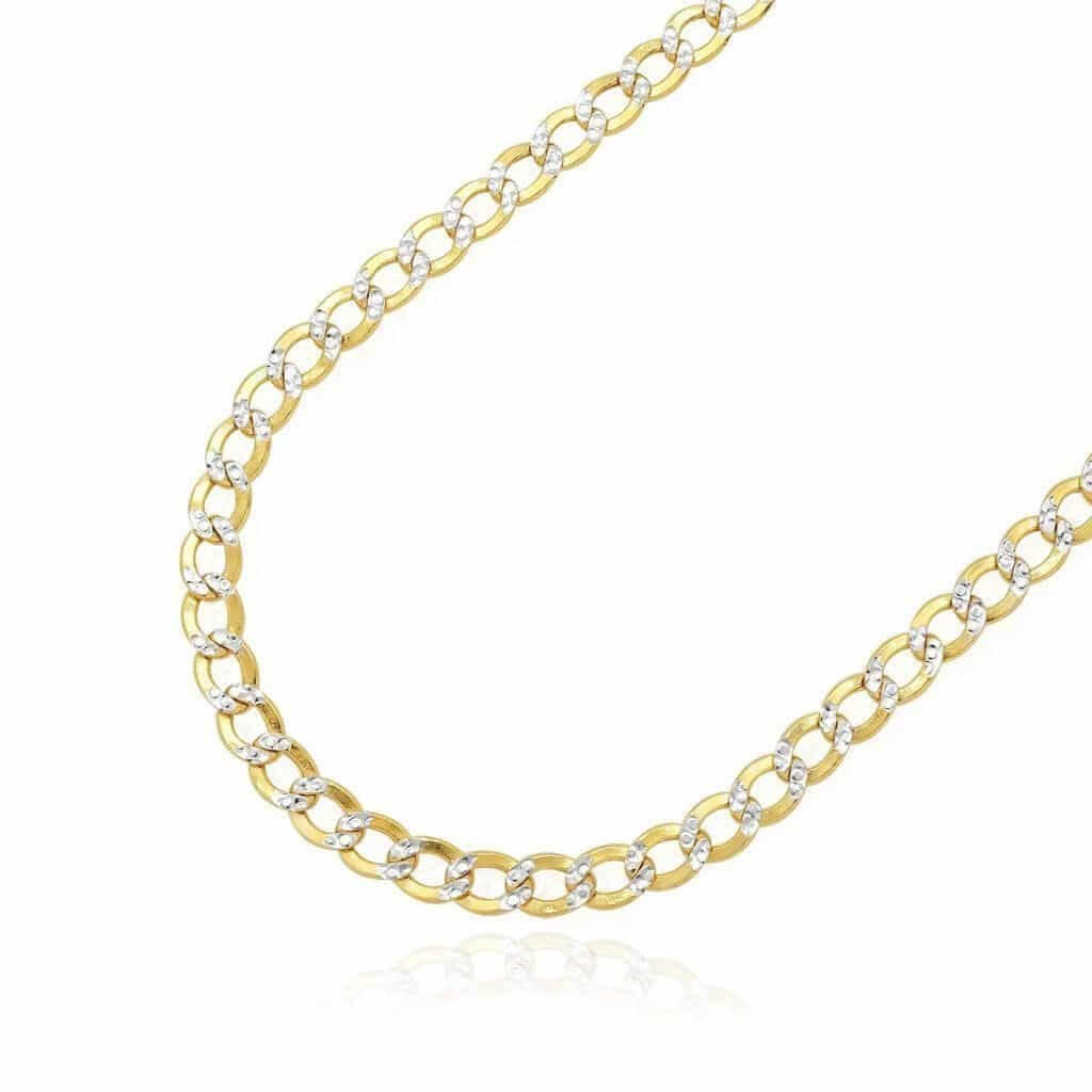 10K Two-Tone Yellow Gold 5mm Diamond-Cut Cuban Curb Chain (Hollow) 18"-26"