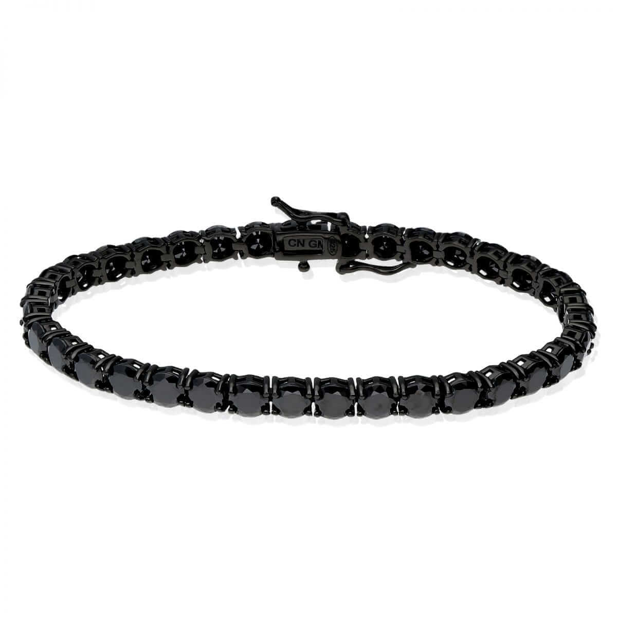 Sterling Silver 3mm 4mm 5mm 6mm Black CZ Tennis Bracelet 7.25"