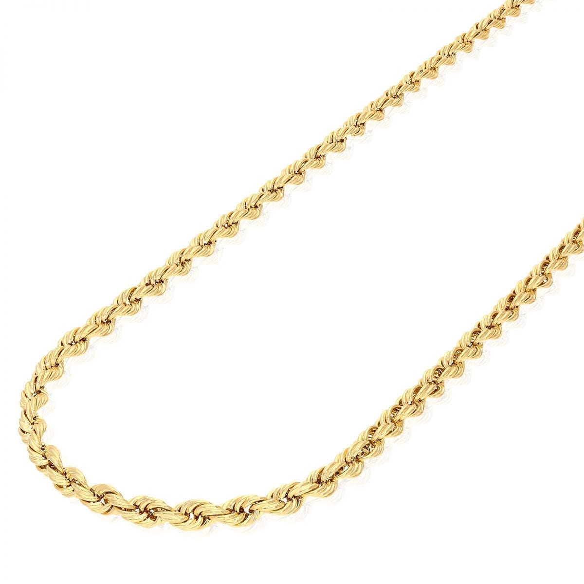 Real 10K Gold 1.8mm-9mm Hollow Rope Chain Necklace 16"-30" with Lobster Clasp