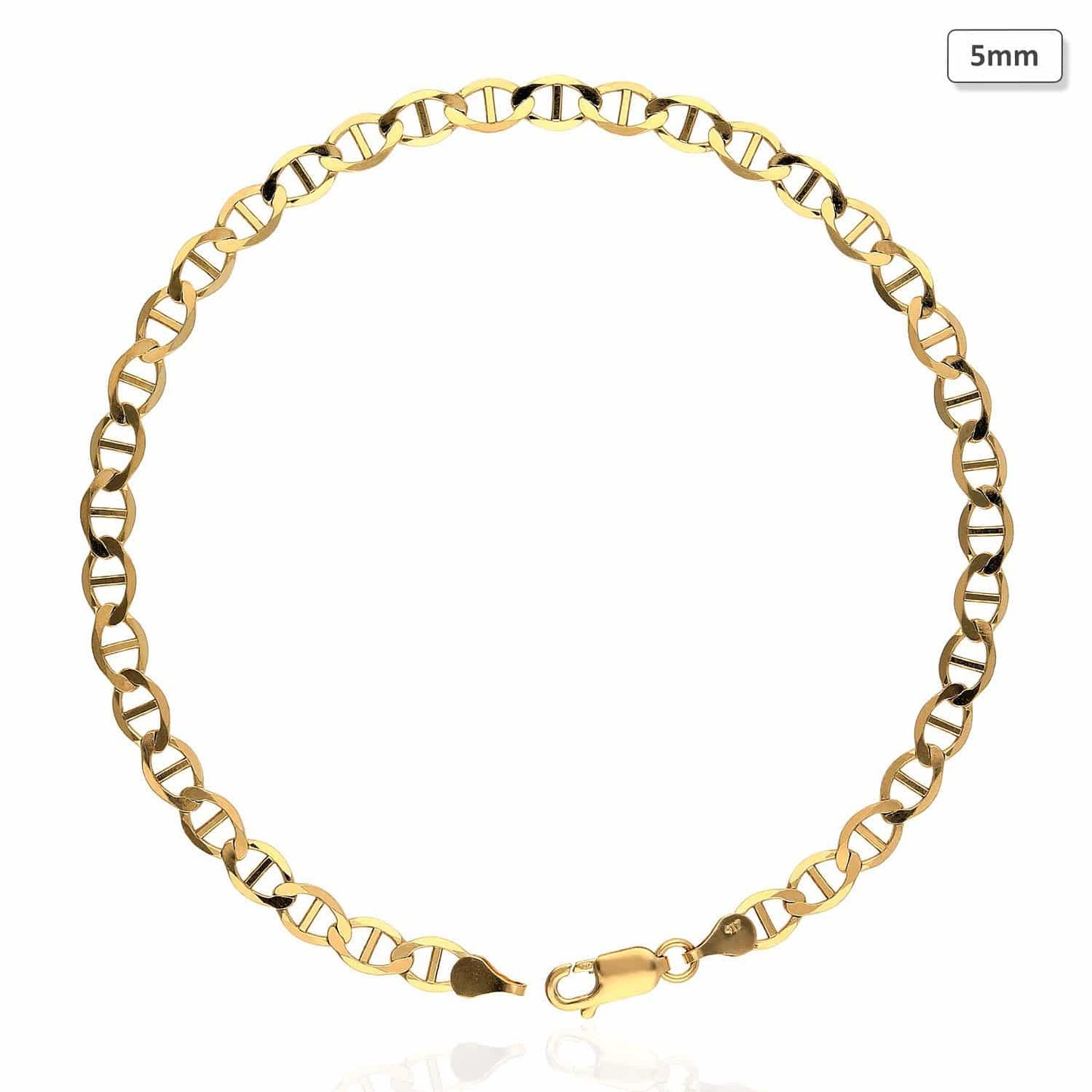 10K Gold Yellow 2mm-6mm Anchor Mariner Anklet 10"