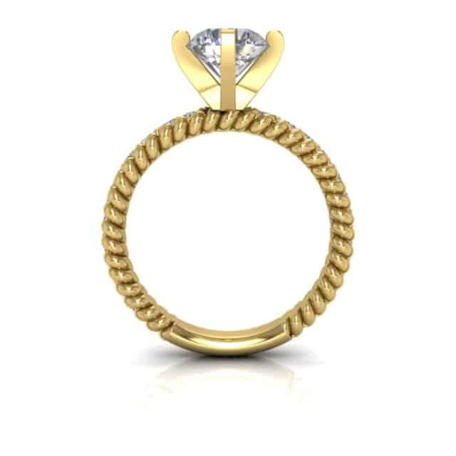1.90CTW Real Diamond Moissanite French Twisted Rope 18K Gold Bridal Ring Set