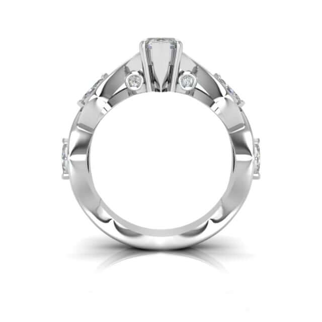 1.75CTW Real Diamond Marquise Moissanite Twist 18K Gold White Engagement Ring