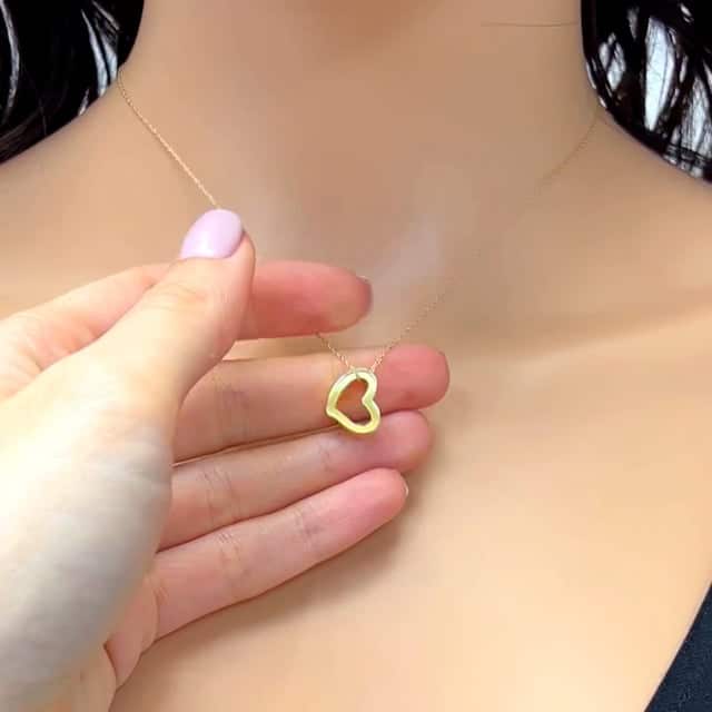 14K Real Gold Yellow, White, Rose Rope Open Heart Pendant Necklace 18"