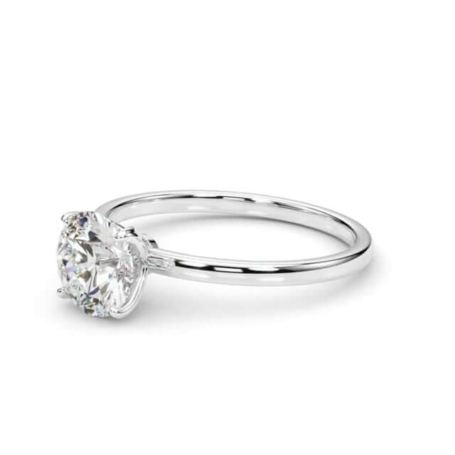 1CT Round Real Moissanite 18K Gold White Classic Solitaire Engagement Ring