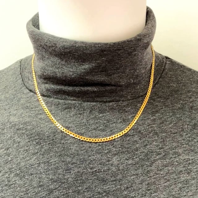 Solid 18K Gold Over Silver 3.6mm Cuban Chain Necklace 16"-24"