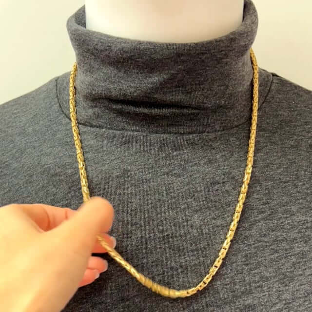 10K Solid Yellow Gold 4mm Byzantine Chain Necklace 20"-26"
