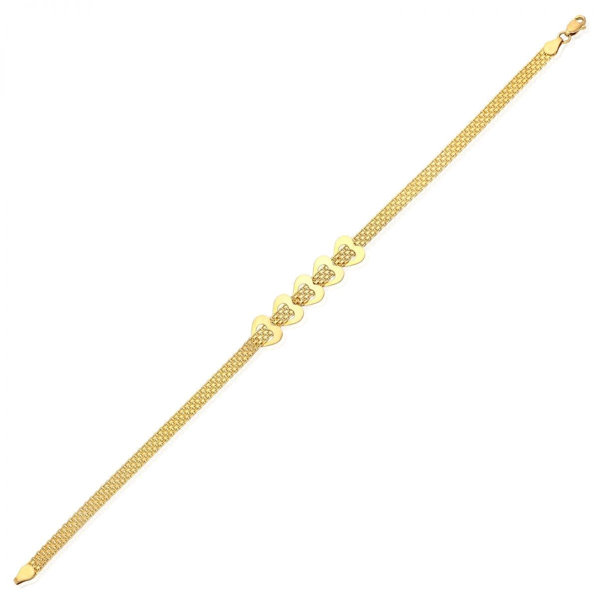 14k Solid Yellow Gold Panther Open Heart Bracelet 7.5"