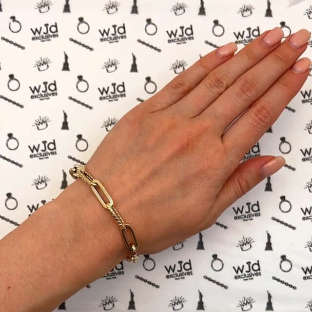 14K Gold Yellow 7mm Hollow Paperclip Bracelet 7.5"