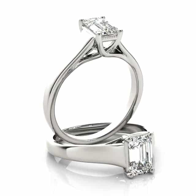 1CT Lab Grown Diamond Emerald 18K Gold White Trellis Solitaire Engagement Ring