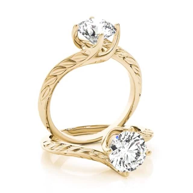 1Ct Real Moissanite 18K Gold Yellow Solitaire Engagement Ring