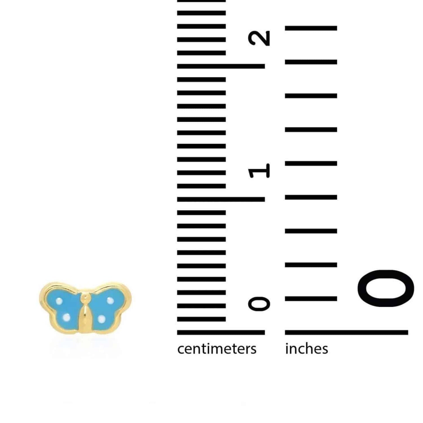 Kids 14K Real Gold Enamel Butterfly Baby Screw Back Stud Earrings 4.5mm