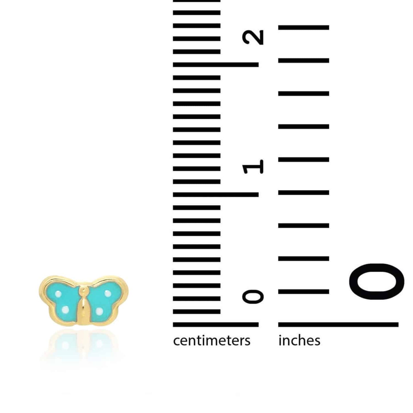 Kids 14K Real Gold Enamel Butterfly Baby Screw Back Stud Earrings 4.5mm