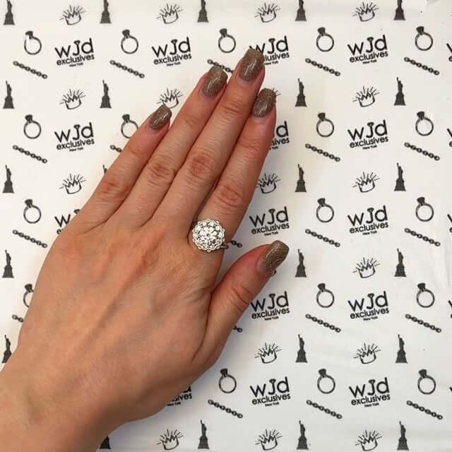 2.15CTW Real Diamond & Moissanite Floral Halo 18K Gold White Engagement Ring