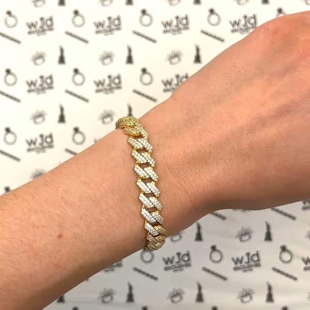 18K Yellow Gold Over Silver 8.5mm Miami Cuban CZ Bracelet (Solid Links) 7"-9"