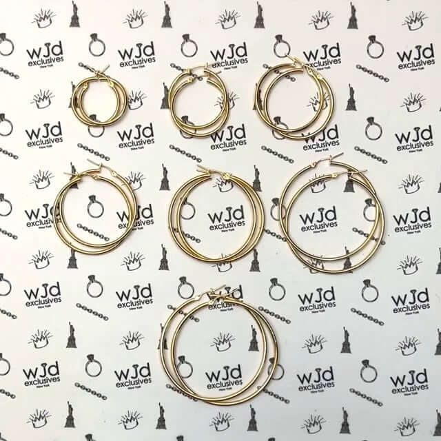 10K Yellow Gold 2mm Hoop Earrings 1"-2.1"