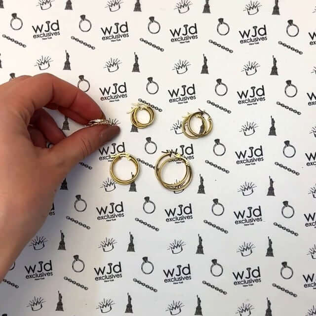 Real 14K Gold Channel CZ Hoop Earrings 13mm-23mm