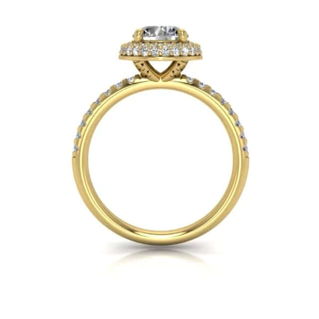 1.44CT TW Real Diamonds And Moissanite 18K Yellow Gold Halo Engagement Ring