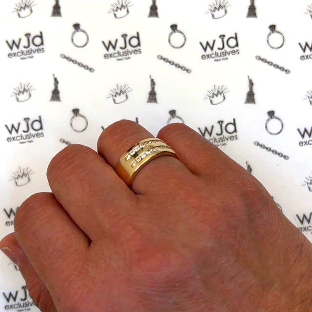 1.10CTW Real Diamond 14K Gold Yellow 2 Row Channel Set 9mm Wedding Band Ring