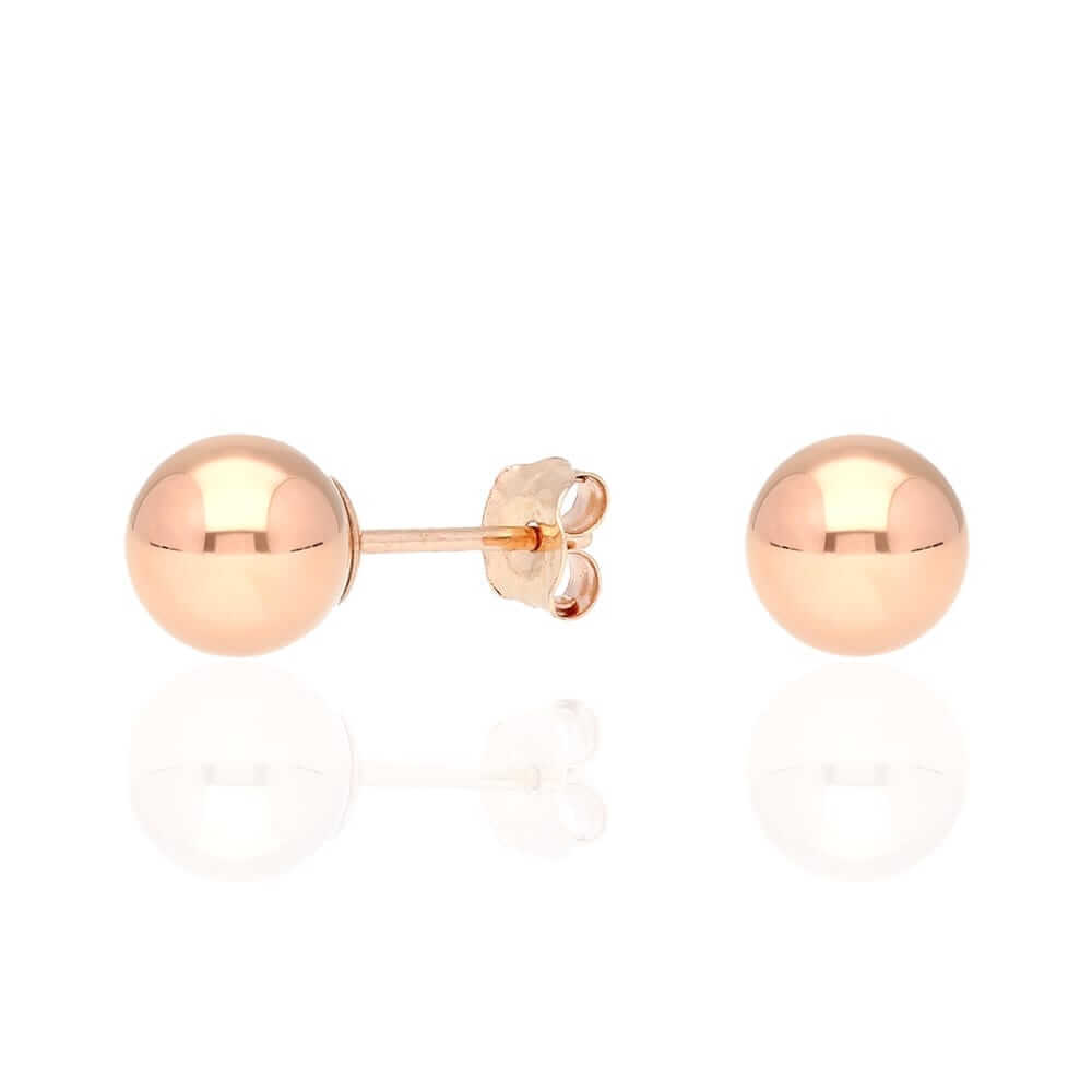 14k Rose Gold Ball Push Back Stud Earrings 3mm-10mm