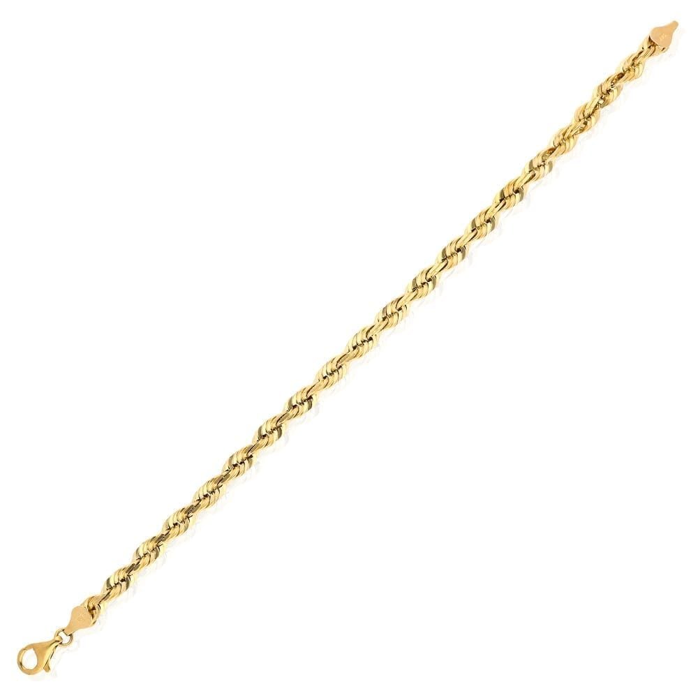 Solid 14k Gold Yellow Diamond Cut 3mm-8mm Rope Bracelet 8.5" HEAVY