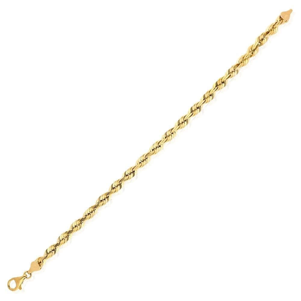 14K Yellow Gold Diamond-Cut 3mm-8mm Rope Bracelet (Solid Links) 8.5"