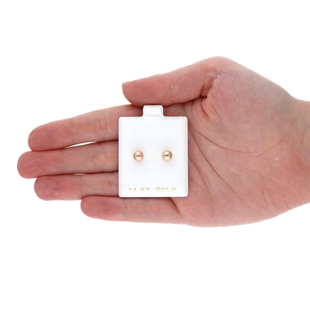 14k Rose Gold Ball Push Back Stud Earrings 3mm-10mm